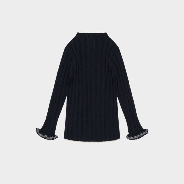 High Neck Blouse - dark navy
