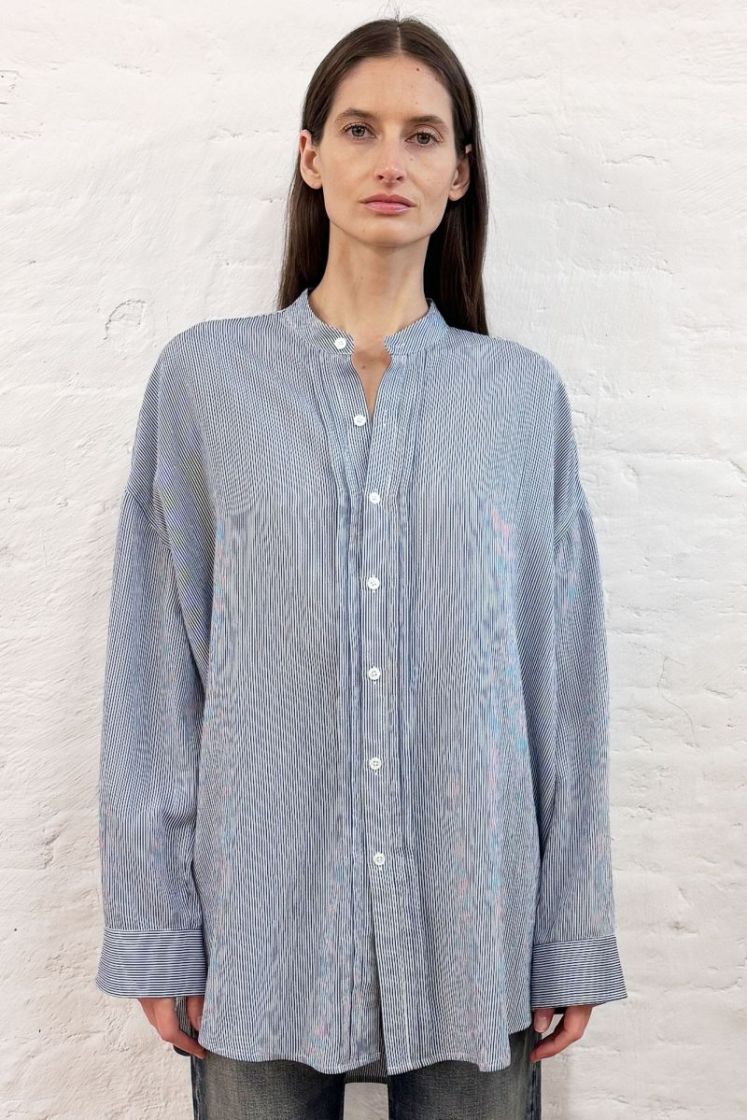 PLEATED FRONT - BLUE STRIPE
