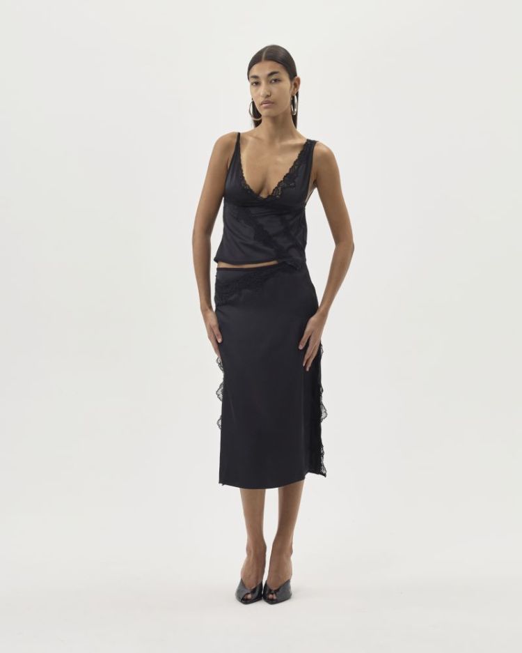 ATTITUDE MIDI SKIRT - BLACK