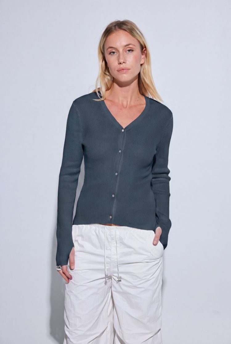 CC TIGNESS RIB CARDI - BLUE LAVA