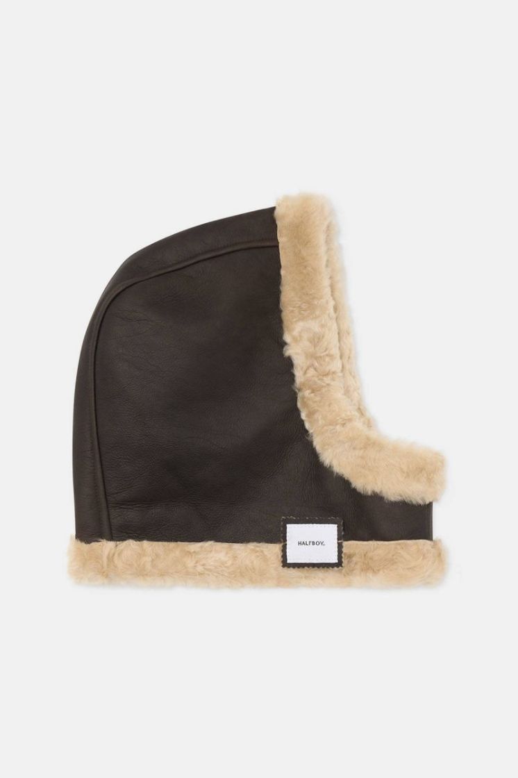 SHEARLING BALAKLAVA REVERSIBLE 005 CHOCOLATE B