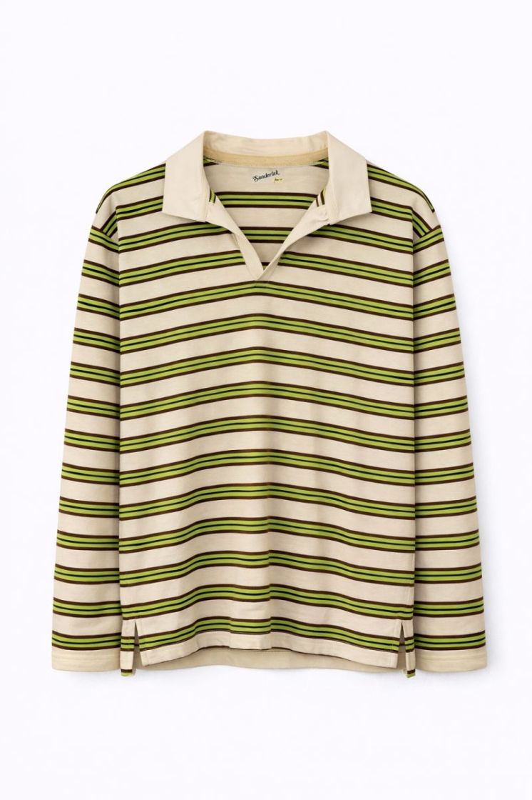 STRIPED JERSEY POLO - VINTAGE NEON