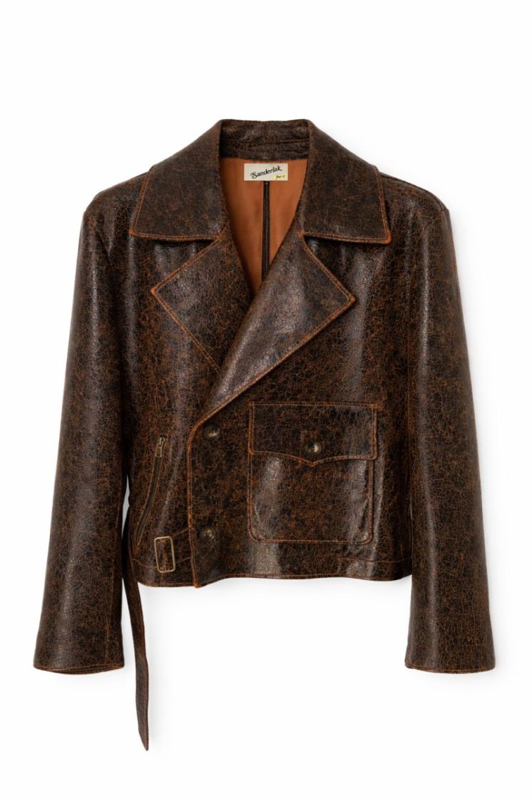 LEATHER MOTO JACKET - DARK CHOCOLAT