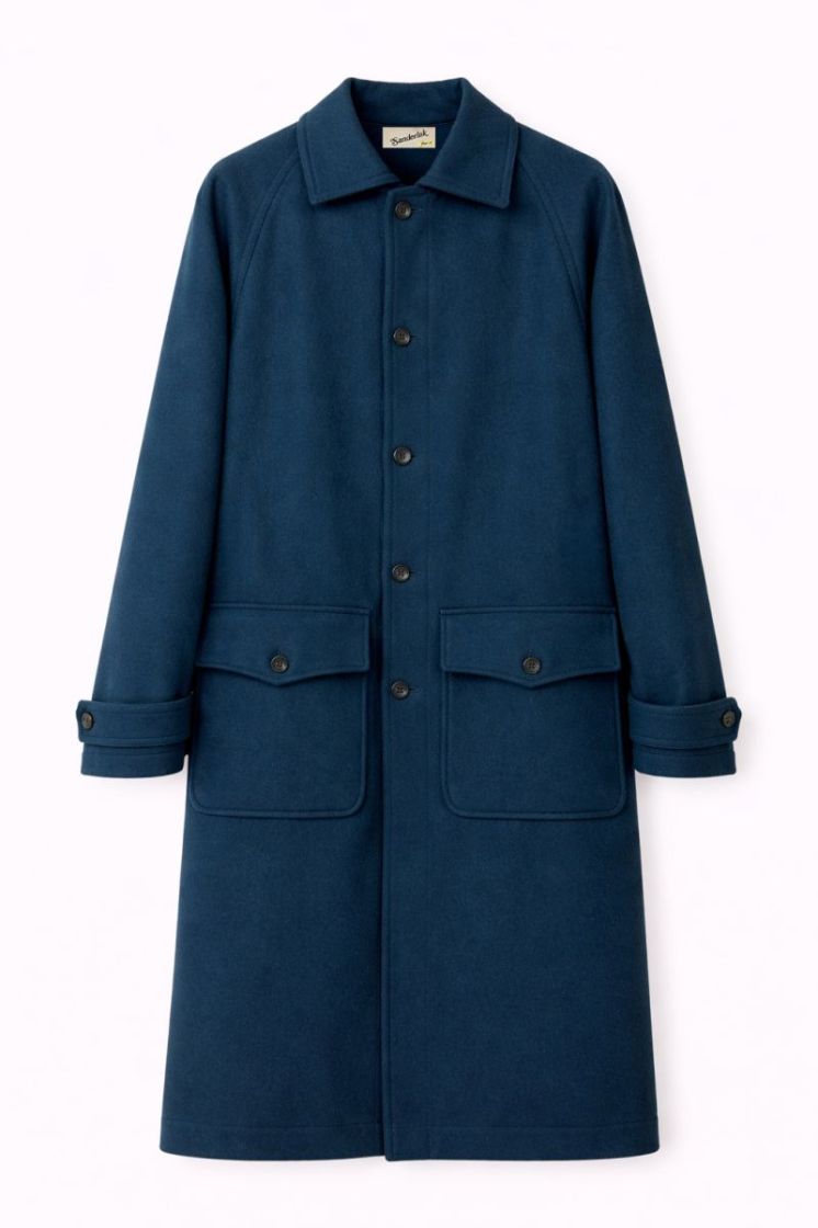 FELT OVERCOAT QUILTED - BLUE