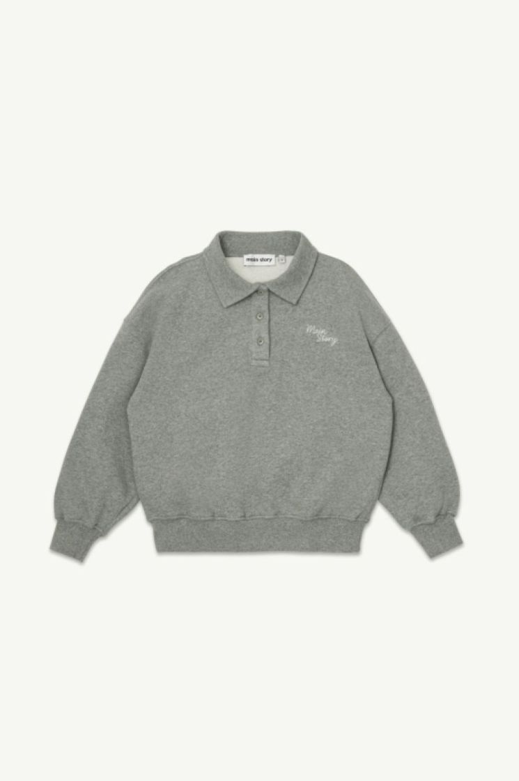 Polo Sweatshirt - Grey Melange