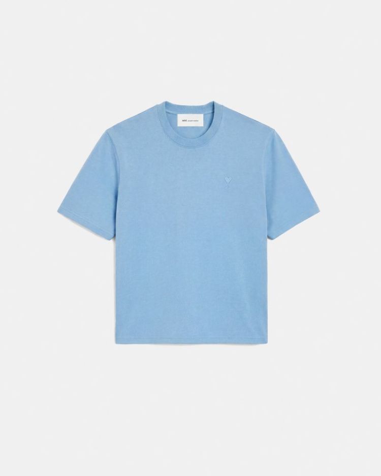 QUOTA - BOXY TSHIRT WITH TONAL A562 AVIO BLUE
